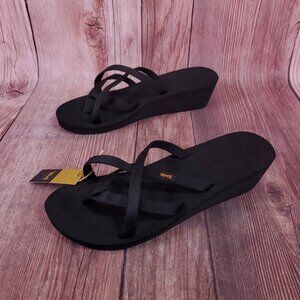 NWT Teva Mush Womens Size 10 Mandalyn Wedge Ola 2 Sandals Black 1000099